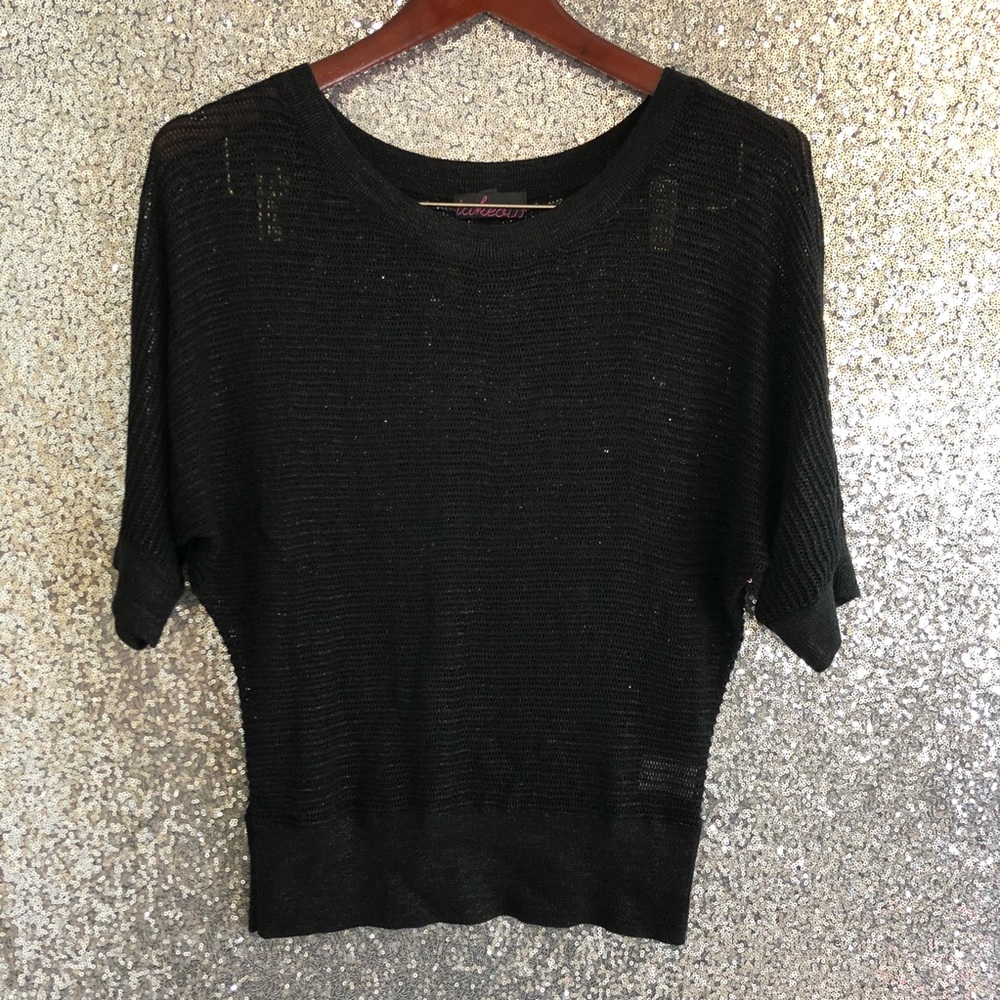 Takeout Black Knit Blouse—Size L